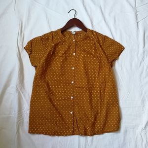 Mustard short sleeve polka dot shirt